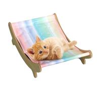 Générique Cat Lounge Chair, Cooling Elevated Cat Bed, Wooden Kitten Hammock Lounger for Indoor Outdoor, Breathable Pet Cot with Sturdy Frame, 19.29x12.4x5.91 inches