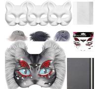 Générique Cat Masque Kit, Masque Making Set, 7.48x6.69 Inches Breathable Creativity Diys Craft With Mesh & Felt Sheets, Costume Prop for Cosplay, Party, Carnival, Men and Women