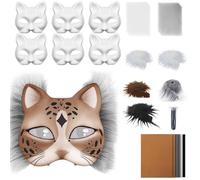 Générique Cat Masquerade Mask, White Cats Mask Kit, 7.48x6.69in Portable Mesh and Felt Sheets, Arts Crafts Costume Set for Women’s Cosplay, Party, Carnival, Masquerades & More