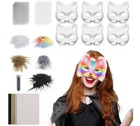 Générique Cat Masquerade Mask, White Cats Mask Kit, 7.48x6.69in Portable Mesh and Felt Sheets, Arts Crafts Costume Set for Women’s Cosplay, Party, Carnival, Masquerades & More