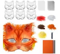 Générique Cat Masquerade Mask, White Cats Mask Kit, 7.48x6.69in Portable Mesh and Felt Sheets, Arts Crafts Costume Set for Women’s Cosplay, Party, Carnival, Masquerades & More