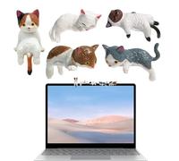 Générique Cat Monitor Decor, Mini Feline Figures, Desk Screen Set, 5pc Cute Cat Computer Decorations for Office Drivers Commuters Work Desk Home Business Birthday Decoration Use