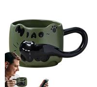 Générique Cat Mug Cute - 380ml High Temperature Resistant Cat Coffee Cup | Ceramic Coffee Cup With Lovely Kitty Lid Stainless Steel Spoon | Novelty Morning Cups Tea Milk Christmas Mug Gift