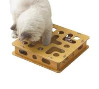Générique Cat Nail File Enrichment Box - Wood Toy with 2 Bells, Interactive Cat Scratch Puzzle Enrichment Box Nail File | Cats Scratch Puzzle Boxes for Kitten Stimulation Play Scratching Indoor