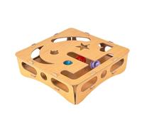 Générique Cat Nail File Scratcher - Wood 30x30x8.6cm | Interactive Cat Scratching Board with Ball Toys, Nail Grinding Scratcher Box, Furniture Protection Cats Enrichment Toy | for Indoor Home Use