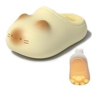 Générique Cat Paw Print Fluffy Plush Wool Heightening Slippers, a Winter Gift Idea for Girls (Beige,36)