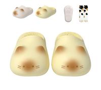 Générique Cat Paw Print Shoe, Cat Paws Footprints Fluffy Plush Fleece Height Increase Slippers, Winter Non-Slip House Shoes (Yellow,35)