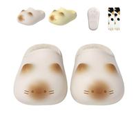 Générique Cat Paw Print Shoe, Cat Paws Footprints Fluffy Plush Fleece Height Increase Slippers, Winter Non-Slip House Shoes (Beige,39)