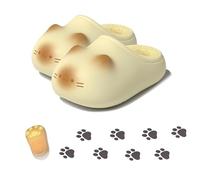 Générique Cat Paw Print Shoe, Cat Paws Footprints Plush Fleece Height Increase Slippers for Girls, Paw Fluffy EVA House Slippers (A,Us 5-6 (Insole L.230mm))