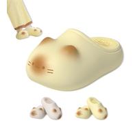 Générique Cat Paws Footprints Fluffy Plush Fleece Height Increase Slippers, Cat Paw Slippers, Non-Slip Winter Furry Comfort (Yellow,38-39)