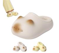 Générique Cat Paws Footprints Fluffy Plush Fleece Height Increase Slippers, Cat Paw Slippers, Non-Slip Winter Furry Comfort (White,36-37)