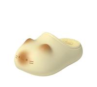 Générique Cat Paws Footprints Fluffy Plush Fleece Height Increase Slippers, for Winter Girls Gift Idea, Cute Animal Home Shoes (Yellow,32 1/3)