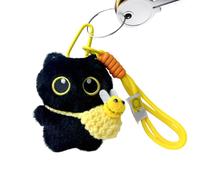 Générique Cat Plush Keychain, Cute Keyring Accessory, Soft Cartoon Design, Robust Portable Charm, Black Cat Gift, Fun Everyday Use for Women Men Kids Teens Adults Friends Family Holiday Party