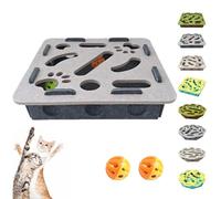 Générique Cat Puzzle Felt Maze Box Cat Toys, Cats Scratch Puzzle Enrichment Box, Cats and Boxes Game, Self Play Enrichment Toy with Balls, Stimulate Kittern Energy and Instincts (D1,3 Bell Balls)
