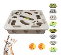 Générique Cat Puzzle Felt Maze Box Cat Toys, Cats Scratch Puzzle Enrichment Box, Cats and Boxes Game, Self Play Enrichment Toy with Balls, Stimulate Kittern Energy and Instincts (B1,3 Bell Balls)