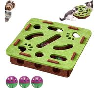 Générique Cat Scratch Puzzle Enrichment Box, Cat Nail File Enrichment Box, Stimulate Kittern Energy and Instincts, Cats Felt Maze Boxs for Cats Self Play, with Bell for Indoor Scratching (Green-B)