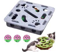 Générique Cat Scratch Puzzle Enrichment Box, Felt Cat Toy Maze Box with Bell, Funny Interactive Puzzle Toy to Stimulate Cat’s Energy and Instincts for Indoor Cats