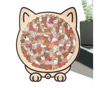 Générique Cat Shaped Wooden Jigsaw - 135 Piece Animal Puzzle, Artistic Sculpture Toy | Challenging Brain Exercise, Fine Motor Skill Development Function, Ideal for Adults, Kids, Family, 23.8x21.7cm