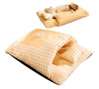 Générique Cat Sleeping Bag Bed for Fall and Winter, Plaid Enclosed Dog Nest with Soft Pillow, Thick Pet Bed Cave for Small Animals, Cozy Sleeping Mattress for Hamsters and Bunnies