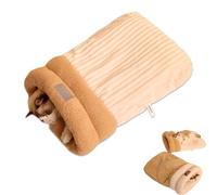 Générique Cat Sleeping Bag for Indoor Cats, Cat Winter Sleeping Bag, Cat Sleeping Bag, Cozy Fluffy Flannel Washable for Indoor Puppy and Kitten (Striped Light Brown, M)