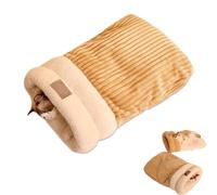 Générique Cat Sleeping Bag for Indoor Cats, Cat Winter Sleeping Bag, Cat Sleeping Bag, Cozy Fluffy Flannel Washable for Indoor Puppy and Kitten (Striped Brown, L)