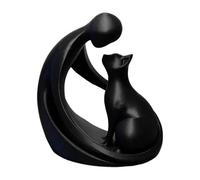 Générique Cat Statue - Cute Decorative Pet Memorial Ornament | Cute Man and Cat Figurines for Living Room Bedroom Shelf Study Nursery Bedside Display Shelves Bookshelves Windowsills Youth Teens