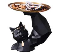 Générique Cat Statue - Geometric Cat Figurine, Resin Kitten Sculpture, Candy Dish Accessory, Tabletop Decorative Art | Premium Stylish Accent Before For Living Room Restaurant Workplace Display