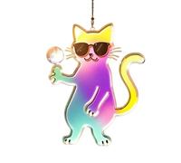Générique Cat Sun Cater Acrylic Pendant - Cat Sun Catcher for Window | Cats | Pet Hangable Decor | 2D Acrylic Colorful Wall Art Pendant Decoration for Kitchen Garden Panels Cats Lover