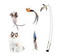 Générique Cat Teaser Toy Set, Interactive Retractable Wand, 7X Toy Set, Multipurpose Kitten Play, Engaging Pet Supplies, Fun 120g for Bored Pets, Cats and Kittens | de polyvalent pour animaux de compagnie, pour animaux de compagnie ennuyés