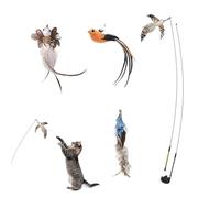 Générique Cat Teaser Toy Set, Retractable 7X Interactive Feather Stick, 120g Multipurpose Kitten Play Set, Portable Engaging Pet Supplies for Bored Cats and Pets