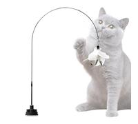 Générique Cat Teaser Wand, Cats Teaser Stick with Bell, 39.37 inches Adorable Indestructible Pet Supplies Interactive Kitten Toy, Suction Cup Base for Indoor Plaything, Boredom Relief Fun