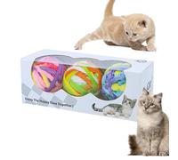 Générique Cat Toy Balls - Cat Toy Ball Interactive Games | 3 Pieces Colorful Chew Games, Pet Supplies with Jingle Bells for Indoor Kitten Chasing Chewing Play Boredom