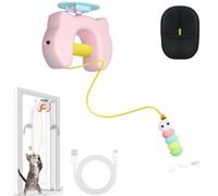 Générique Cat Toy Door Hanging Cat Toy, Interactive with Adjustable Elastic Cord, More Scratch Resistant Cat Toys with USB Charging for Running (Rose)