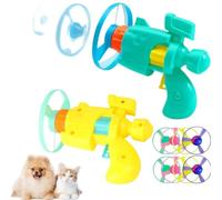 Générique Cat Toy Gun 2 Sets Flying Disc Launcher Portable Luminous Flying Cat Toys with Colorful Propellers for Kittens Indoor Outdoor (Jaune et Vert)