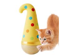 Générique Cat Toy - Wood, 2.17x7.09in Wobble Toy Self-Righting Interactive Play | Enrichment Exercise Ball for Indoor Cats, Wooden Cat Entertainment Toys for Licking, Batting, Windowsill Play