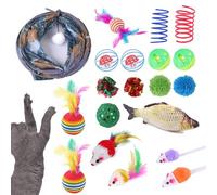 Générique Cat Toys for Indoor Cats, Interactive Cat Toy Set, Feather Toys for Cats, Cat Tunnel Toy, Cat Teaser Toy Set, 20-Piece Cat Toy Collection, Durable Cat Toys for Pet, Indoor Cat Activity Toy