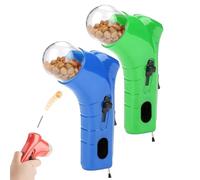Générique Cat Treat Shooter, Cat and Dog Food Shooter Gun, Handheld Interactive Pet Snack Catapult, Kitten Puppy Exercise Training Feeder for Park Walk Home (Blue+Green)