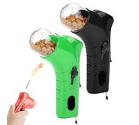 Générique Cat Treat Shooter, Cat and Dog Food Shooter Gun, Handheld Interactive Pet Snack Catapult, Kitten Puppy Exercise Training Feeder for Park Walk Home (Black+Green)