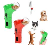 Générique Cat Treat Shooter, Pet Treat Launcher,Snack Slinger Dog Cat Treat Launchers,Handheld Treat, Handheld Training Toy,for Dogs and Cats for Exercise & Play (Red+Green)