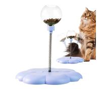 Générique Cat Turntable Toy, Detachable Leaking Ball, 9.06x10.24in Spring Rod Treat Dispenser, Interactive Food Puzzle, Authentic Funny Design for Indoor Cats Play and Training