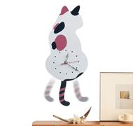 Générique Cat Wall Clock - Grey Cat Wall Clock Wood | Modern Children's Walls Clockk Battery Operated Hanging Clockk for Kitchen, Bedroom, Office, Indoor Home Decoration for Living Room