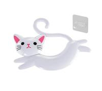 Générique Cat Wall Hook Towel Rack Organizer Black ABS Decorative Hanging Holder No Drill Bathroom Kitchen Shower Office Dorm RV Hotels Restaurants Cute Funny Functional Home Decor 9.64x7.67 Inch