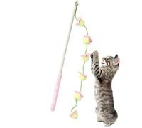 Générique Cat Wand Toy - Cat featherr Teaser Set,Interactive Toys | with Anti-Slip Handle 15.7 inch Wooden Fruit-Shaped for Home Park Garden Outdoor, Playing Exercising Teeth
