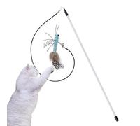 Générique Cat Wand Toy - Interactive Cats Toys Teaser Wands with Bell Refills | Funny Kitten Toyss Cat Fishing Pole Toyy for Bored Indoor, Acrylic Rod Withs Wool &, 40cm, 1 Piece.