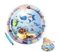 Générique Cat Water Mat, Thickened Pet Water Bed, PVC Material, Sensory Pad, Interactive Fish Design, Cooling Relief, Durable Material, Large Size, Blue, Ideal for Indoor & Outdoor Use