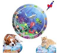 Générique Cat Water Mat with Fish, 2025 Cat Waterbed Toy with Fish, Cats Water Sensory Play Mat, Anti-Scratch Design, Pet Cooling Waters Bed for Cats, Dogs (Round*D)