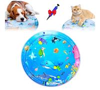 Générique Cat Water Mat with Fish, 2025 Cat Waterbed Toy with Fish, Cats Water Sensory Play Mat, Anti-Scratch Design, Pet Cooling Waters Bed for Cats, Dogs (Round*A)