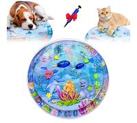 Générique Cat Water Mat with Fish, 2025 Cat Waterbed Toy with Fish, Cats Water Sensory Play Mat, Anti-Scratch Design, Pet Cooling Waters Bed for Cats, Dogs (Round*B)