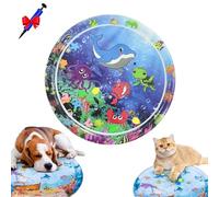 Générique Cat Water Mat with Fish, Water Mat for Cats, Cat Waters Sensory Play Mats, Thickened Pet Waters Bed for Dogs and Cats, with Inflator (65 * 65cm,Round*D)