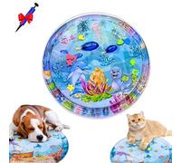 Générique Cat Water Mat with Fish, Water Mat for Cats, Cat Waters Sensory Play Mats, Thickened Pet Waters Bed for Dogs and Cats, with Inflator (100 * 100cm,Round*B)
